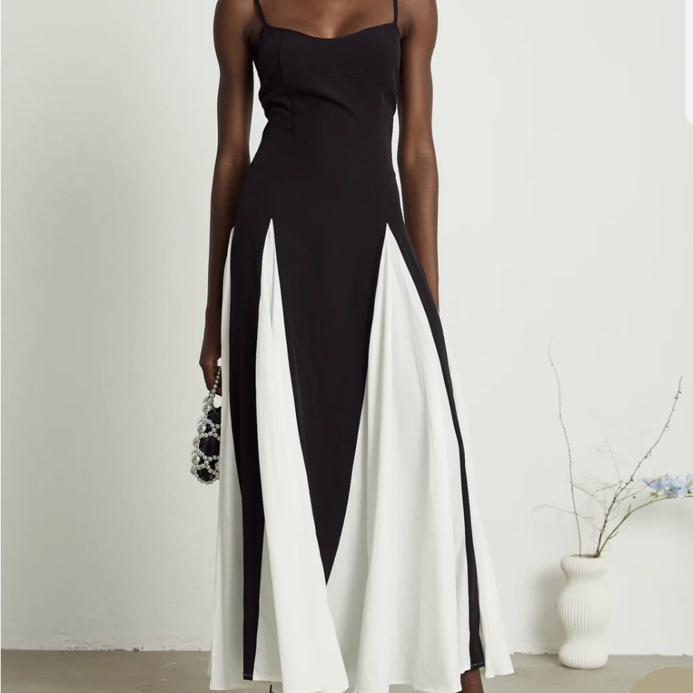Miss Rosier Black and Cream Contrast Maxi Dress / Formal Dress